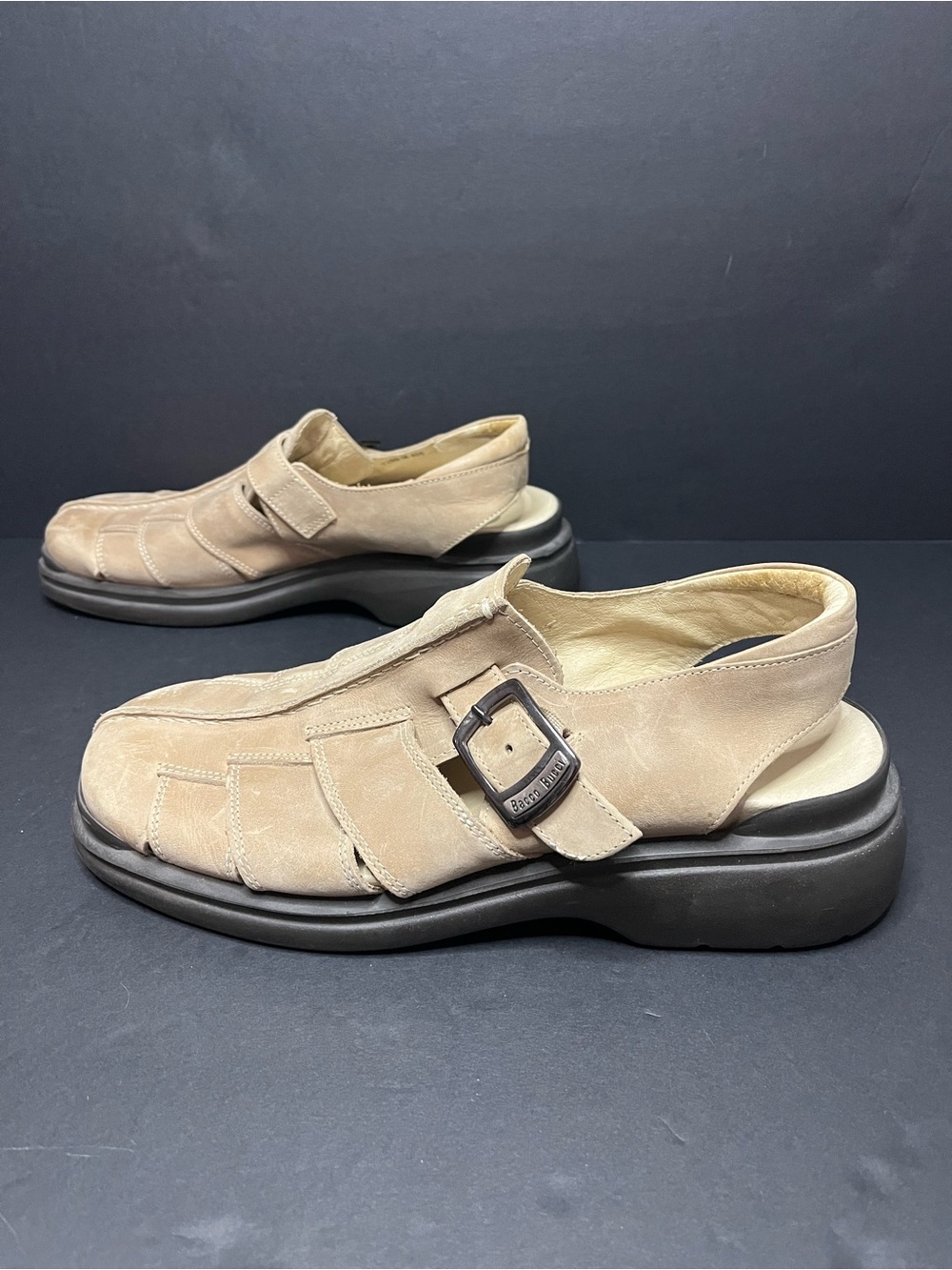 Men's Bacco Bucci Tan Leather Fisherman Sandals - Sz 9D